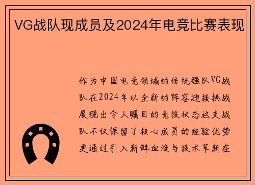 VG战队现成员及2024年电竞比赛表现